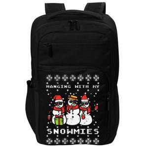 Hanging With My Snowmies Funny Ugly Xmas Christmas Family Impact Tech Backpack