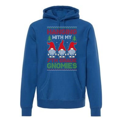 Hanging With My 7th Grade Gnomies Teacher Christmas Gnome Gift Premium Hoodie