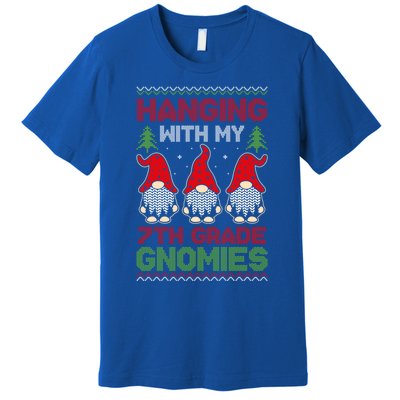 Hanging With My 7th Grade Gnomies Teacher Christmas Gnome Gift Premium T-Shirt