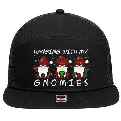 Hanging With My Gnomies Friends Christmas Holiday 7 Panel Mesh Trucker Snapback Hat