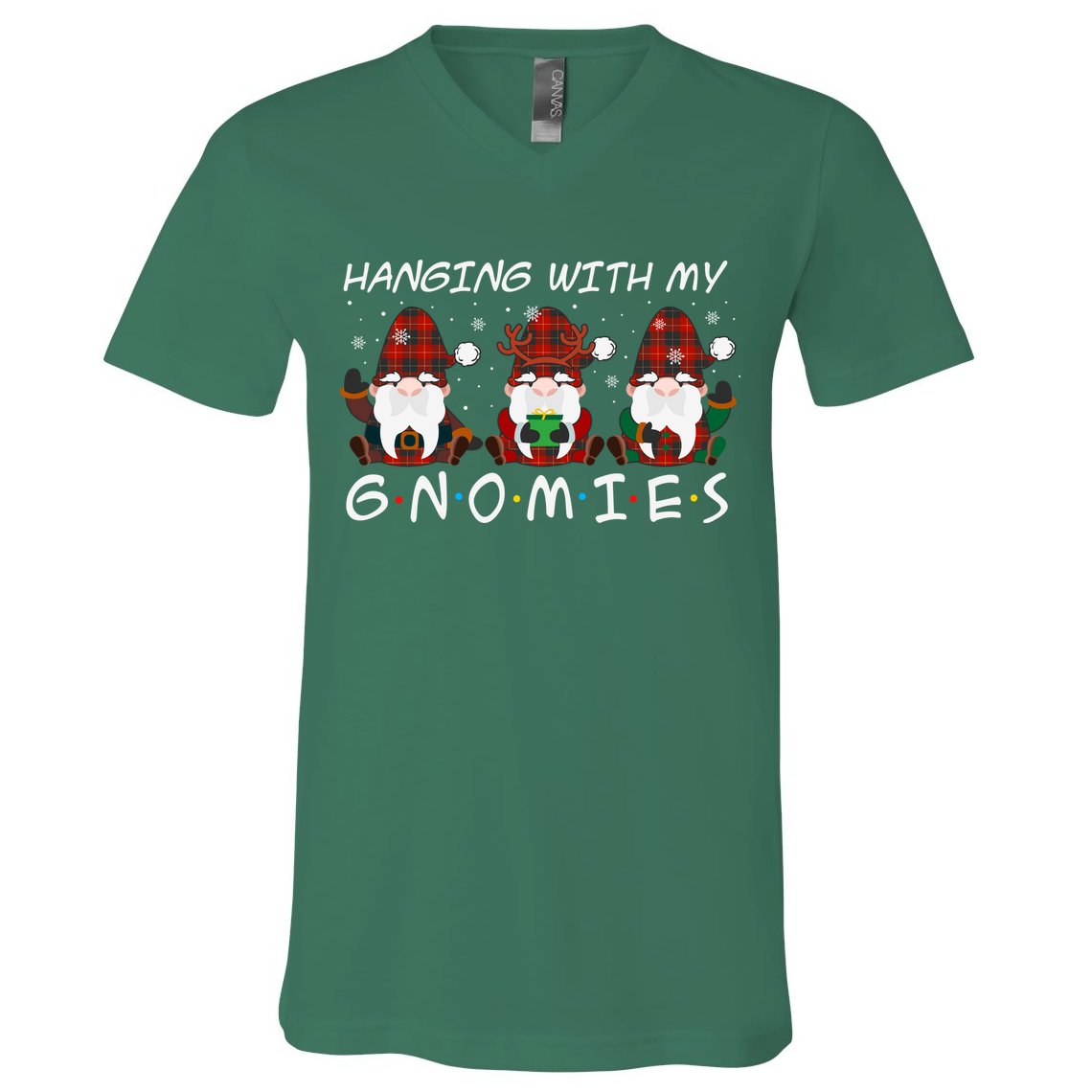 Hanging With My Gnomies Friends Christmas Holiday V-Neck T-Shirt