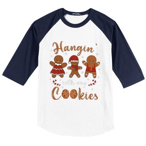 Hanging With My Cookies Cute Christmas Teacher Baseball Sleeve Shirt