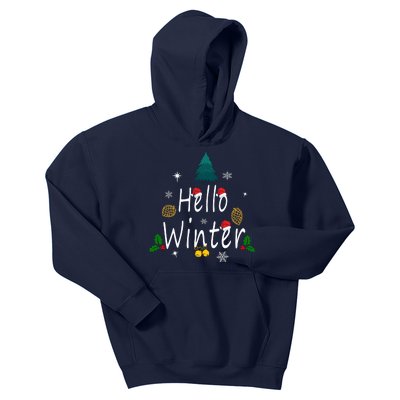 Hello Winter | Merry Christmas Kids Hoodie