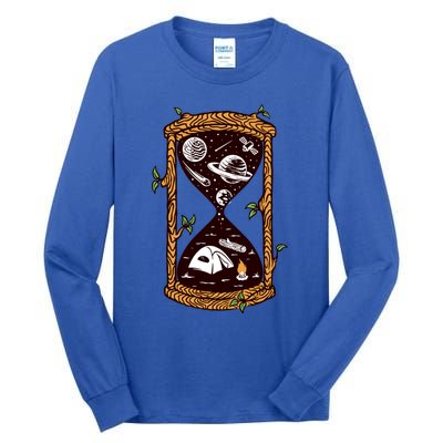 Hourglass Wander More Worry Less Camping Night Sky Gift Tall Long Sleeve T-Shirt