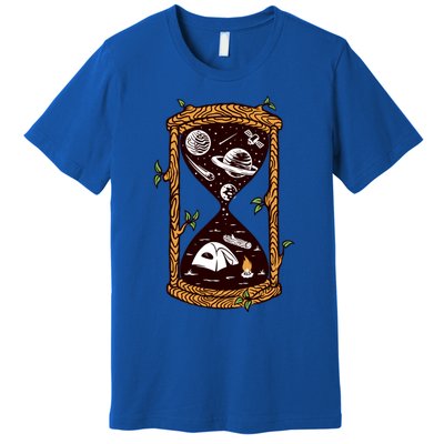 Hourglass Wander More Worry Less Camping Night Sky Gift Premium T-Shirt