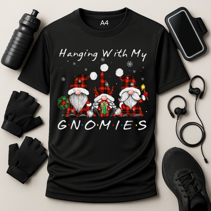 Hanging With My Gnomies Buffalo Red Plaid Christmas Gnome Cooling Performance Crew T-Shirt