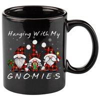Hanging With My Gnomies Buffalo Red Plaid Christmas Gnome 11oz C Handle Ceramic Mug