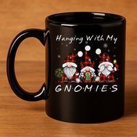 Hanging With My Gnomies Buffalo Red Plaid Christmas Gnome 11oz C Handle Ceramic Mug