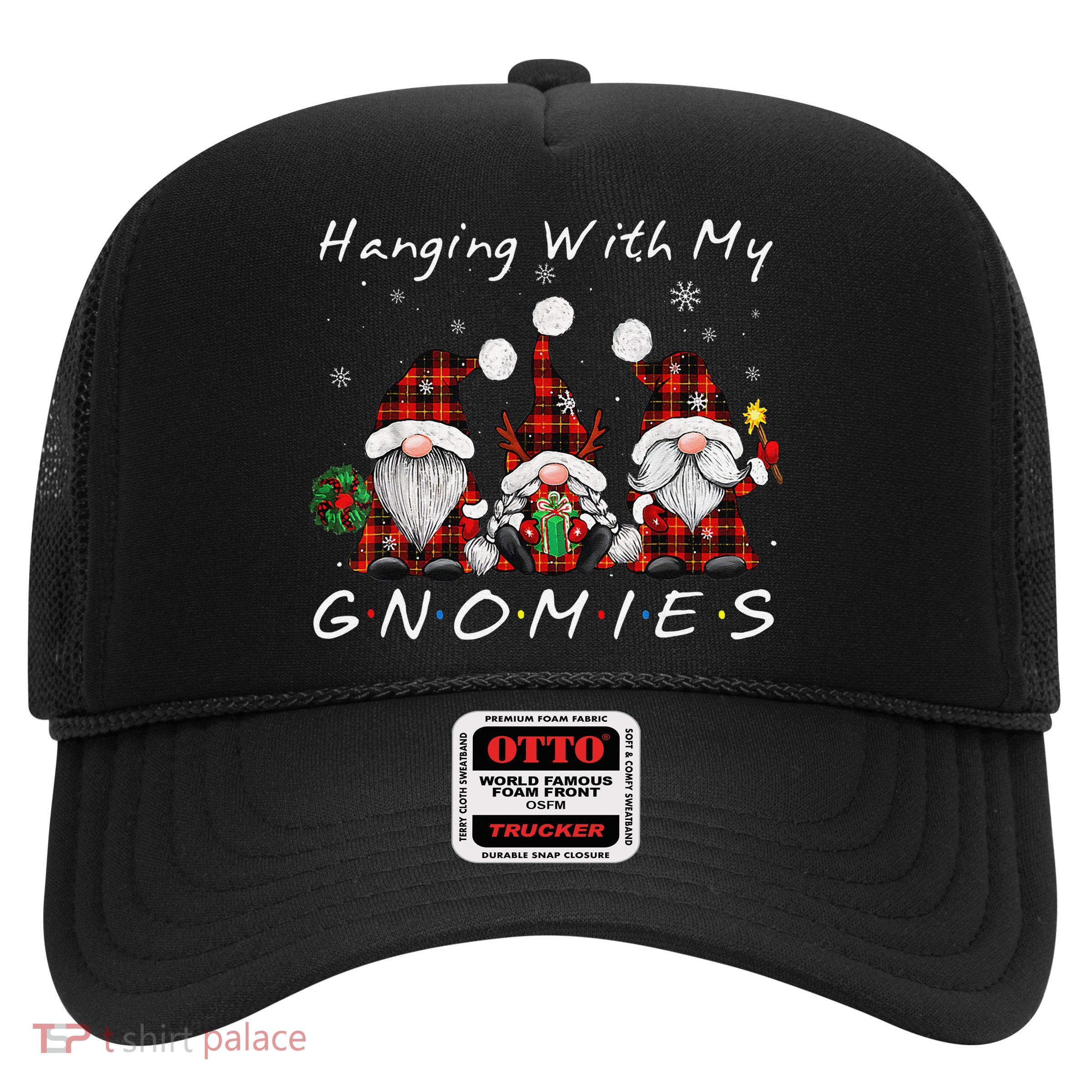 Hanging With My Gnomies Buffalo Red Plaid Christmas Gnome Trucker Hat