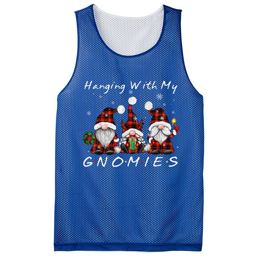 Hanging With My Gnomies Buffalo Red Plaid Christmas Gnome Mesh Reversible Basketball Jersey Tank