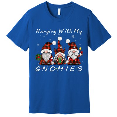 Hanging With My Gnomies Buffalo Red Plaid Christmas Gnome Premium T-Shirt