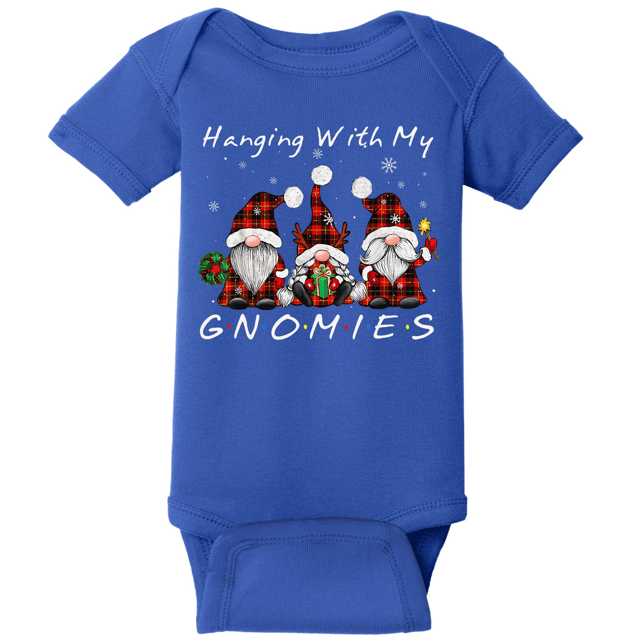 Hanging With My Gnomies Buffalo Red Plaid Christmas Gnome Baby Bodysuit