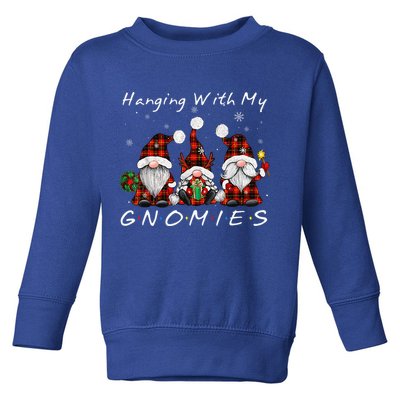 Hanging With My Gnomies Buffalo Red Plaid Christmas Gnome Toddler Sweatshirt