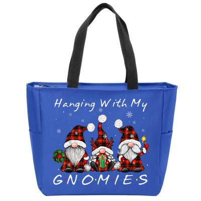 Hanging With My Gnomies Buffalo Red Plaid Christmas Gnome Zip Tote Bag