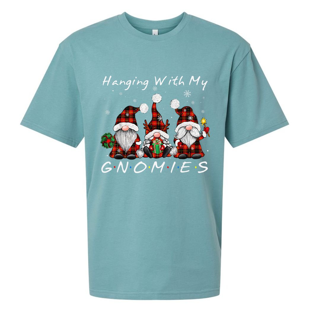 Hanging With My Gnomies Buffalo Red Plaid Christmas Gnome Sueded Cloud Jersey T-Shirt