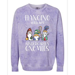 Hanging With My Kindergarten Gnomies Funny Teacher Gnome Gift Colorblast Crewneck Sweatshirt