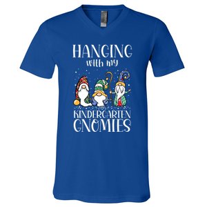 Hanging With My Kindergarten Gnomies Funny Teacher Gnome Gift V-Neck T-Shirt