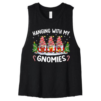 Hanging With My Gnomies Matching Family Christmas Pjs Gnome  Women's Racerback Cropped Tank