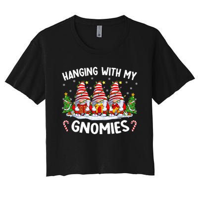 Hanging With My Gnomies Matching Family Christmas Pjs Gnome  Women's Crop Top Tee