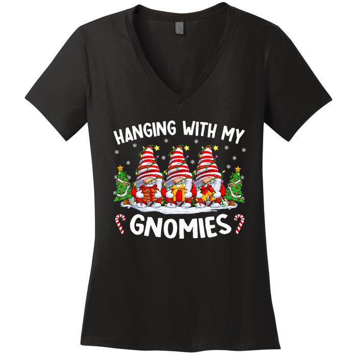 Hanging With My Gnomies Matching Family Christmas Pjs Gnome  Women's V-Neck T-Shirt