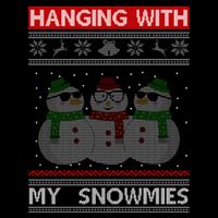 Hanging With My Snowmies Ugly Christmas Flat Bill Trucker Hat