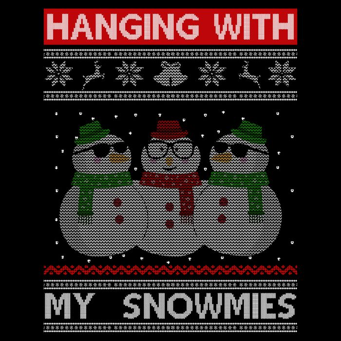 Hanging With My Snowmies Ugly Christmas Flat Bill Trucker Hat