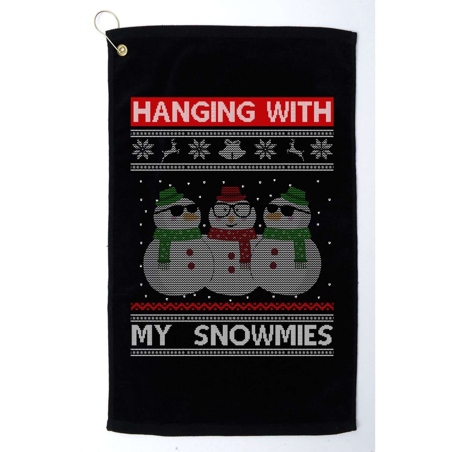 Hanging With My Snowmies Ugly Christmas Golf Towel