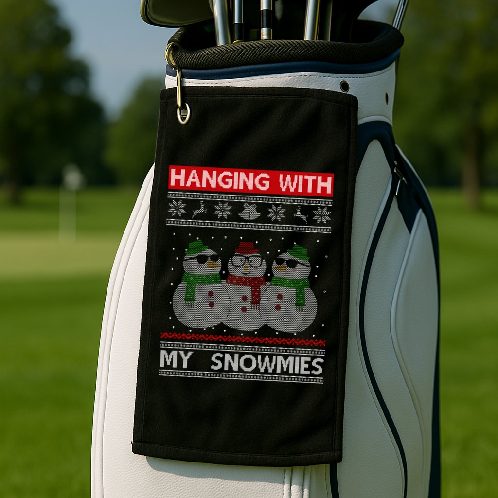 Hanging With My Snowmies Ugly Christmas Golf Towel
