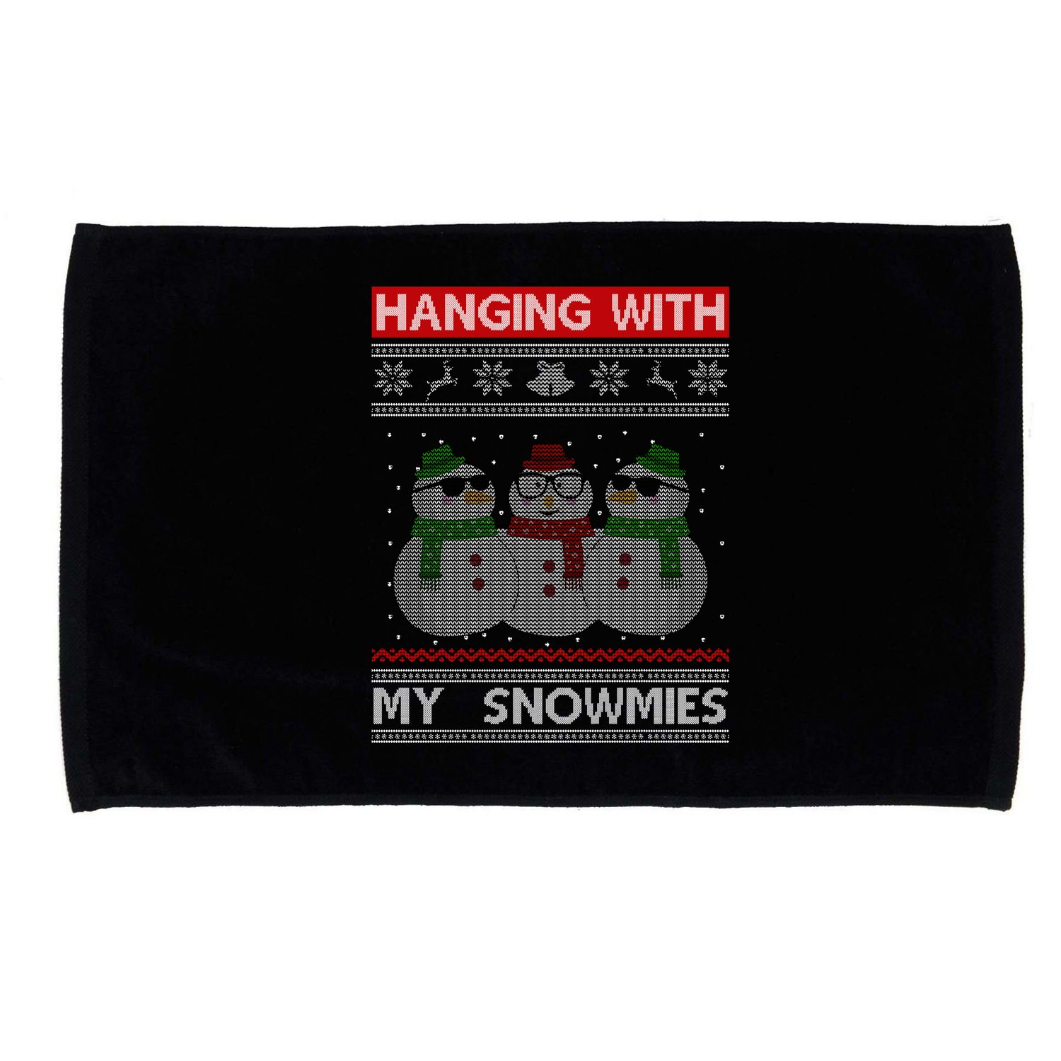 Hanging With My Snowmies Ugly Christmas Microfiber Hand Towel