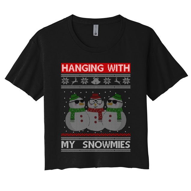 Hanging With My Snowmies Ugly Christmas Crop Top