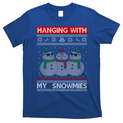 Hanging With My Snowmies Ugly Christmas T-Shirt