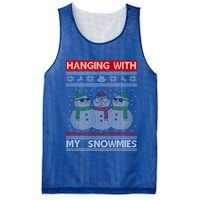 Hanging With My Snowmies Ugly Christmas Mesh Reversible Basketball Jersey Tank