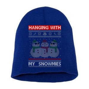 Hanging With My Snowmies Ugly Christmas Short Acrylic Beanie