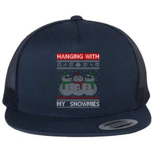 Hanging With My Snowmies Ugly Christmas Flat Bill Trucker Hat