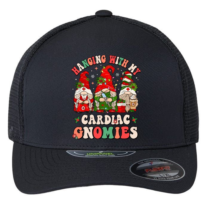 Hanging With My Cardiac Gnomies Funny Christmas Cardiologist Flexfit Unipanel Trucker Cap