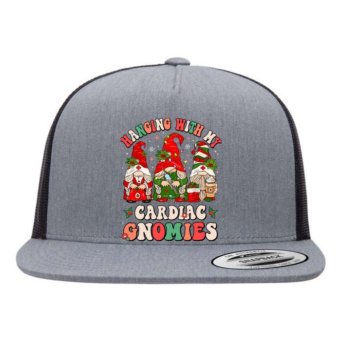 Hanging With My Cardiac Gnomies Funny Christmas Cardiologist Flat Bill Trucker Hat