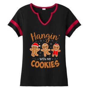 Hangin With My Cookies Gingerbread Christmas Teacher Ladies Halftime Notch Neck Tee