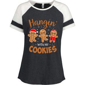 Hangin With My Cookies Gingerbread Christmas Teacher Enza Ladies Jersey Colorblock Tee