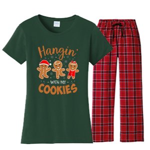 Hangin With My Cookies Gingerbread Christmas Teacher Women's Flannel Pajama Set