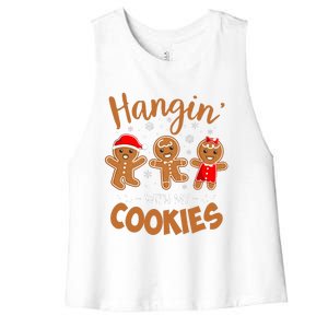 Hangin With My Cookies Gingerbread Christmas Teacher Women's Racerback Cropped Tank