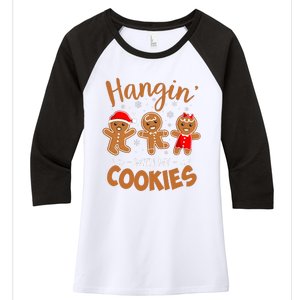 Hangin With My Cookies Gingerbread Christmas Teacher Women's Tri-Blend 3/4-Sleeve Raglan Shirt