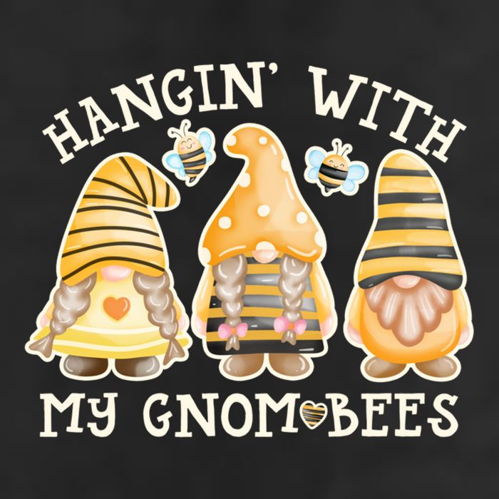 Hanging With My Gnombees Cute Bumble Bee Gnome Gift 7 Panel Mesh Trucker Snapback Hat