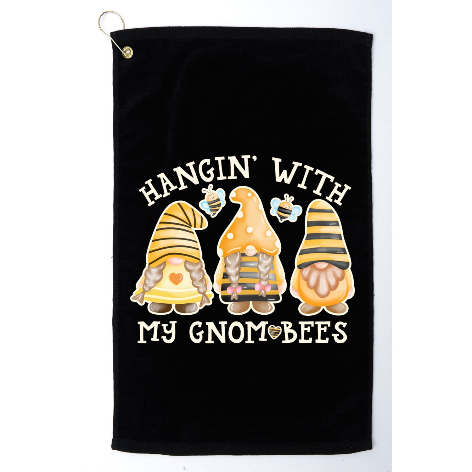 Hanging With My Gnombees Cute Bumble Bee Gnome Gift Golf Towel