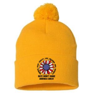 Hate Wont Make America Great Pom Pom 12in Knit Beanie