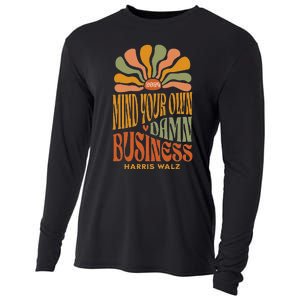 Harris Walz Mind Your Own Damn Business Boho Flower Cooling Performance Long Sleeve Crew