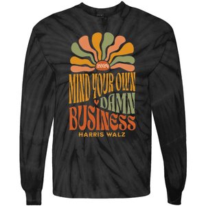 Harris Walz Mind Your Own Damn Business Boho Flower Tie-Dye Long Sleeve Shirt