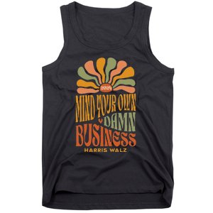 Harris Walz Mind Your Own Damn Business Boho Flower Tank Top