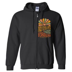 Harris Walz Mind Your Own Damn Business Boho Flower Full Zip Hoodie