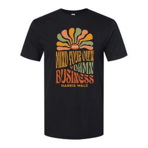 Harris Walz Mind Your Own Damn Business Boho Flower Softstyle CVC T-Shirt