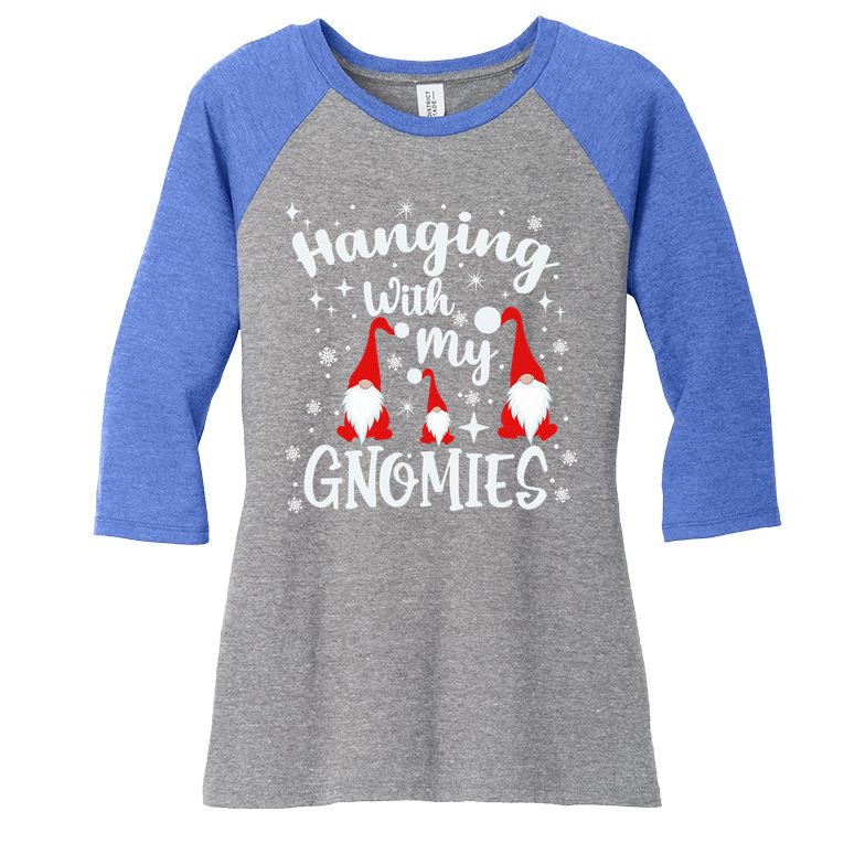 Hanging With My Gnomies Christmas Winter Women's Tri-Blend 3/4-Sleeve Raglan Shirt